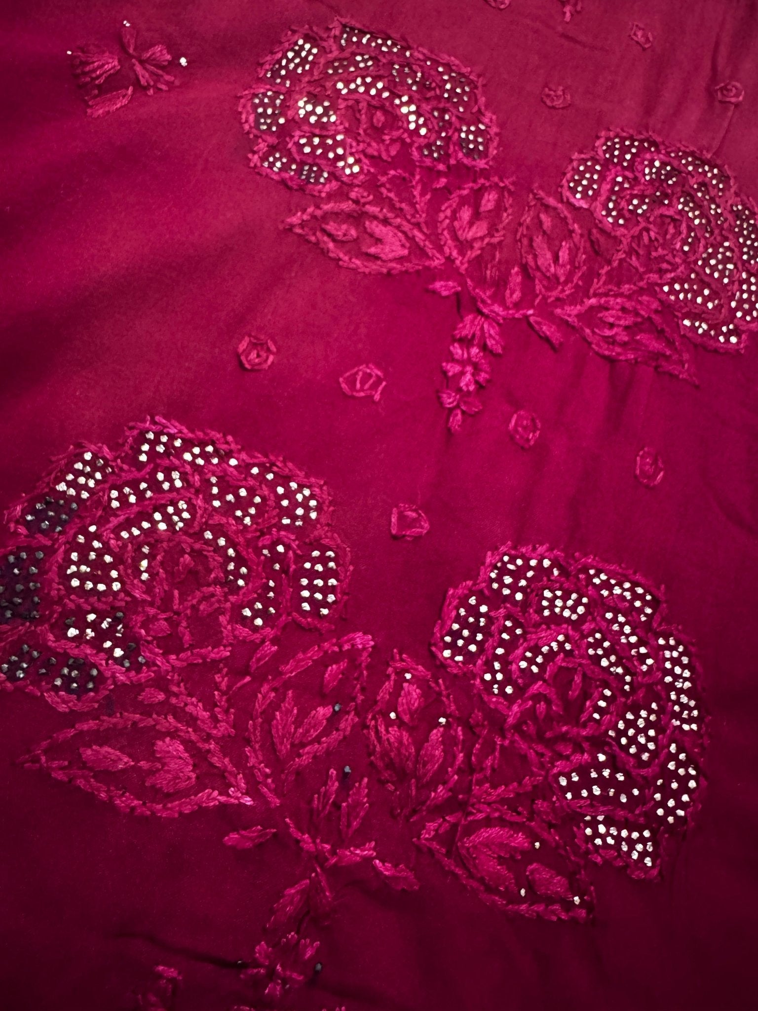Rose Muqaish designer Kurta - Chikankari official