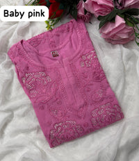 Rose Muqaish designer Kurta - Chikankari official