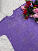 Rose Muqaish designer Kurta - Chikankari official