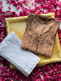 Rose ombre Chanderi - Chikankari official