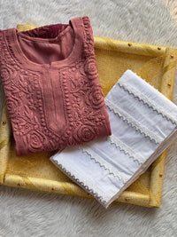 Rose Panel Viscose jaal - Chikankari official