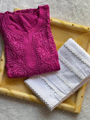 Rose Panel Viscose jaal - Chikankari official