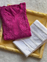 Rose Panel Viscose jaal - Chikankari official