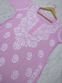 Rose work Modal Chikankari Kurta - Chikankari official