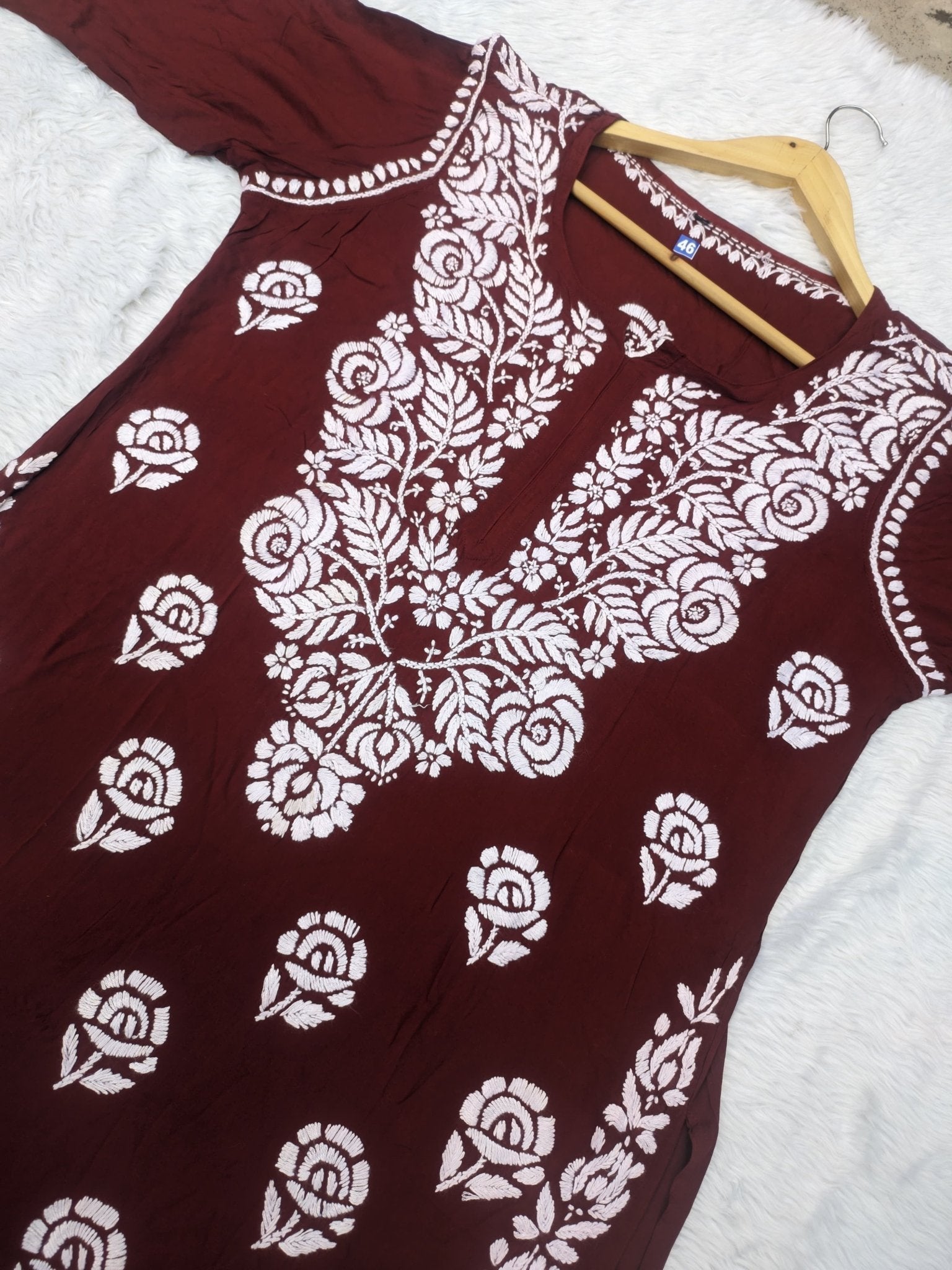 Rose work Modal Chikankari Kurta - Chikankari official