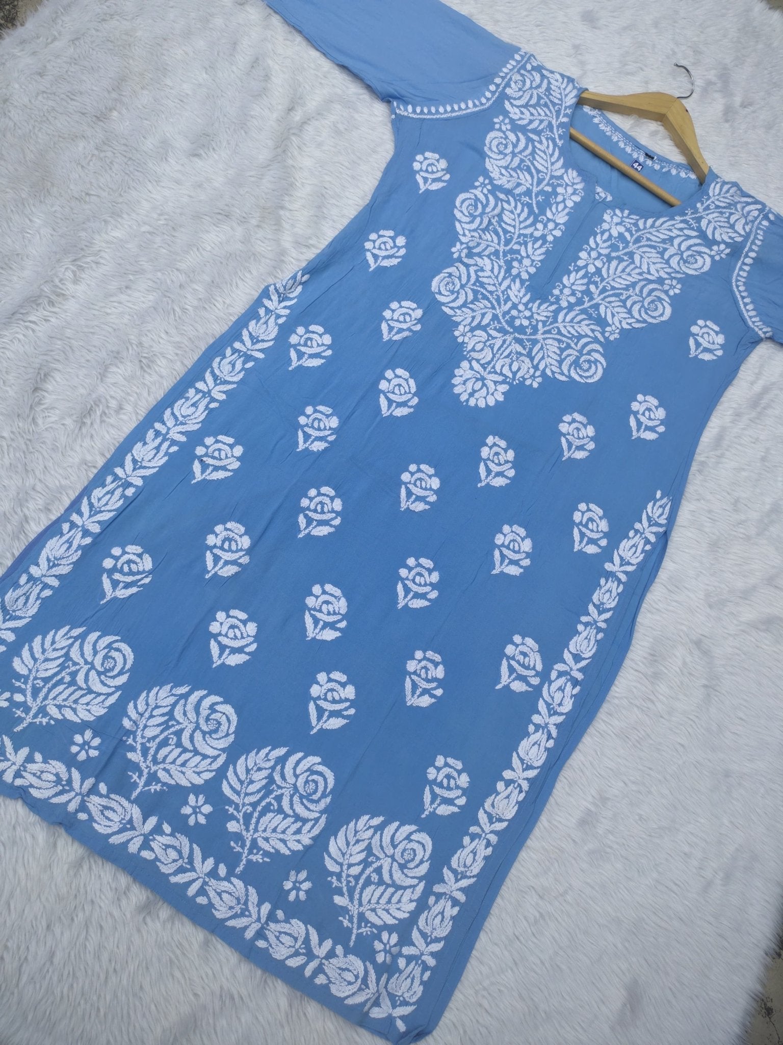 Rose work Modal Chikankari Kurta - Chikankari official