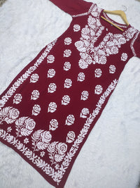Rose work Modal Chikankari Kurta - Chikankari official