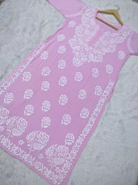 Rose work Modal Chikankari Kurta - Chikankari official