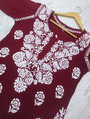 Rose work Modal Chikankari Kurta - Chikankari official