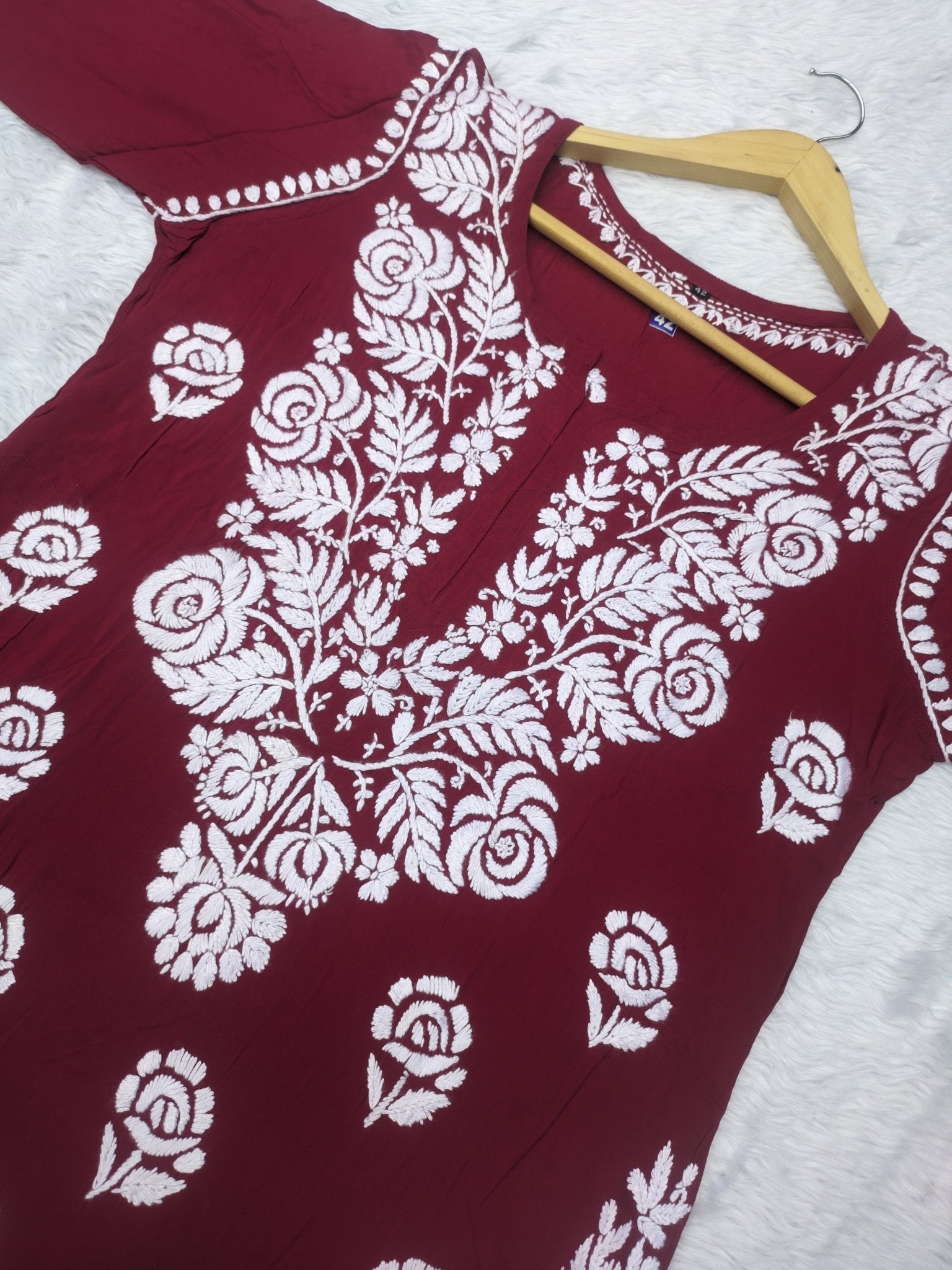 Rose work Modal Chikankari Kurta - Chikankari official