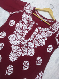 Rose work Modal Chikankari Kurta - Chikankari official