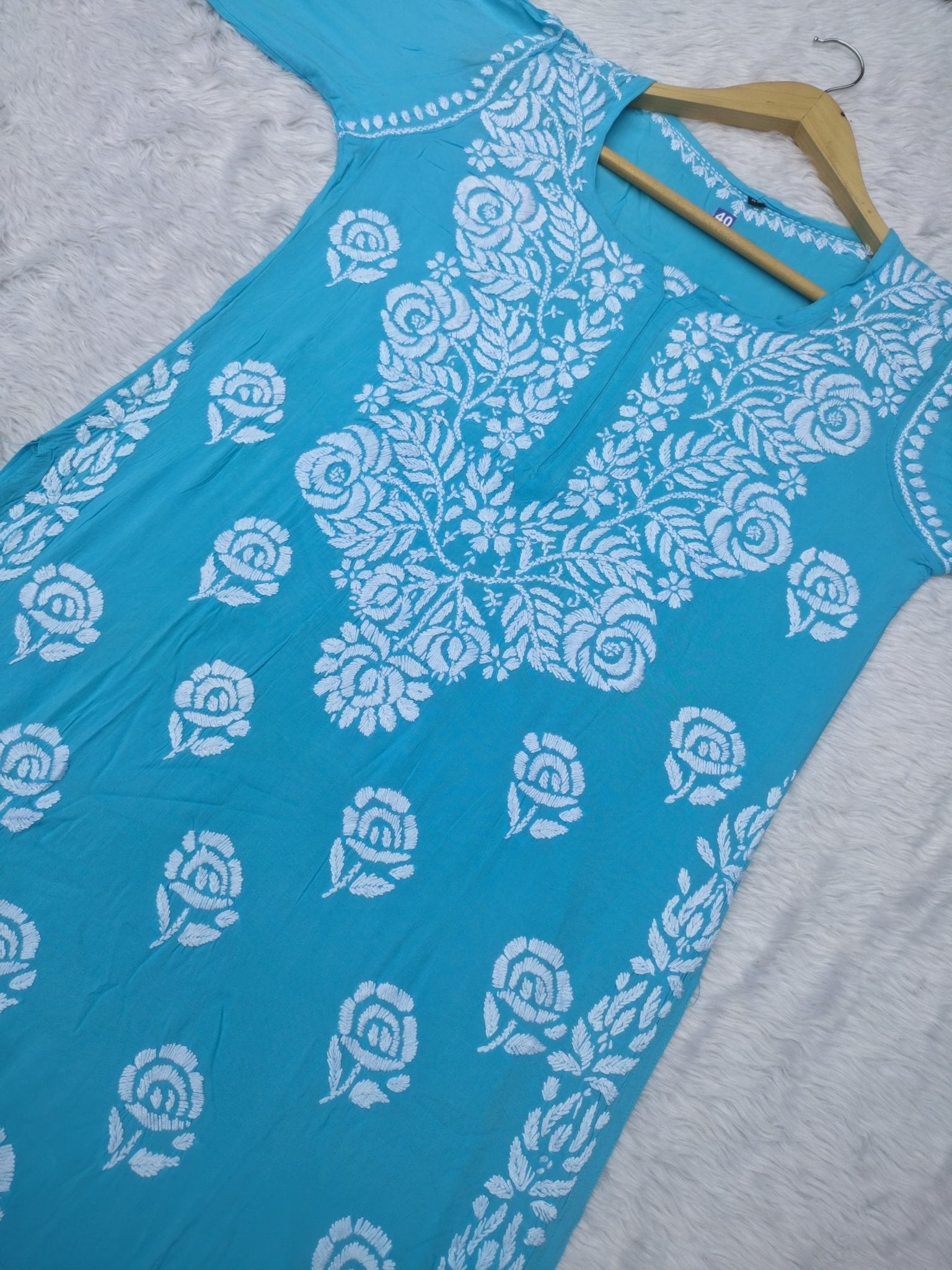 Rose work Modal Chikankari Kurta - Chikankari official