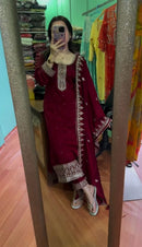 Royal Maroon Heavy embroidered Suit Set - Chikankari official