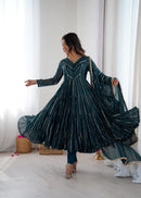 Ruffle Gown Fully Stiched 3pc Set - Chikankari official