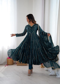 Ruffle Gown Fully Stiched 3pc Set - Chikankari official