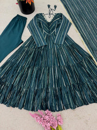 Ruffle Gown Fully Stiched 3pc Set - Chikankari official