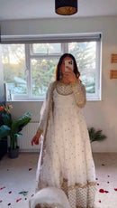 Safed Designer 3pc Pakistani Set - Chikankari official
