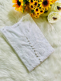 Saiyara Inspired White chikankari Dobby cotton Kurta - Chikankari official
