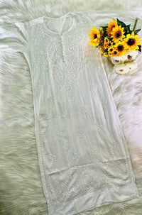 Saiyara Inspired White chikankari Dobby cotton Kurta - Chikankari official