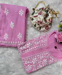 Santoshi Special Chikan Daman Co ord Set - Chikankari official