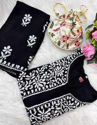 Santoshi Special Chikan Daman Co ord Set - Chikankari official