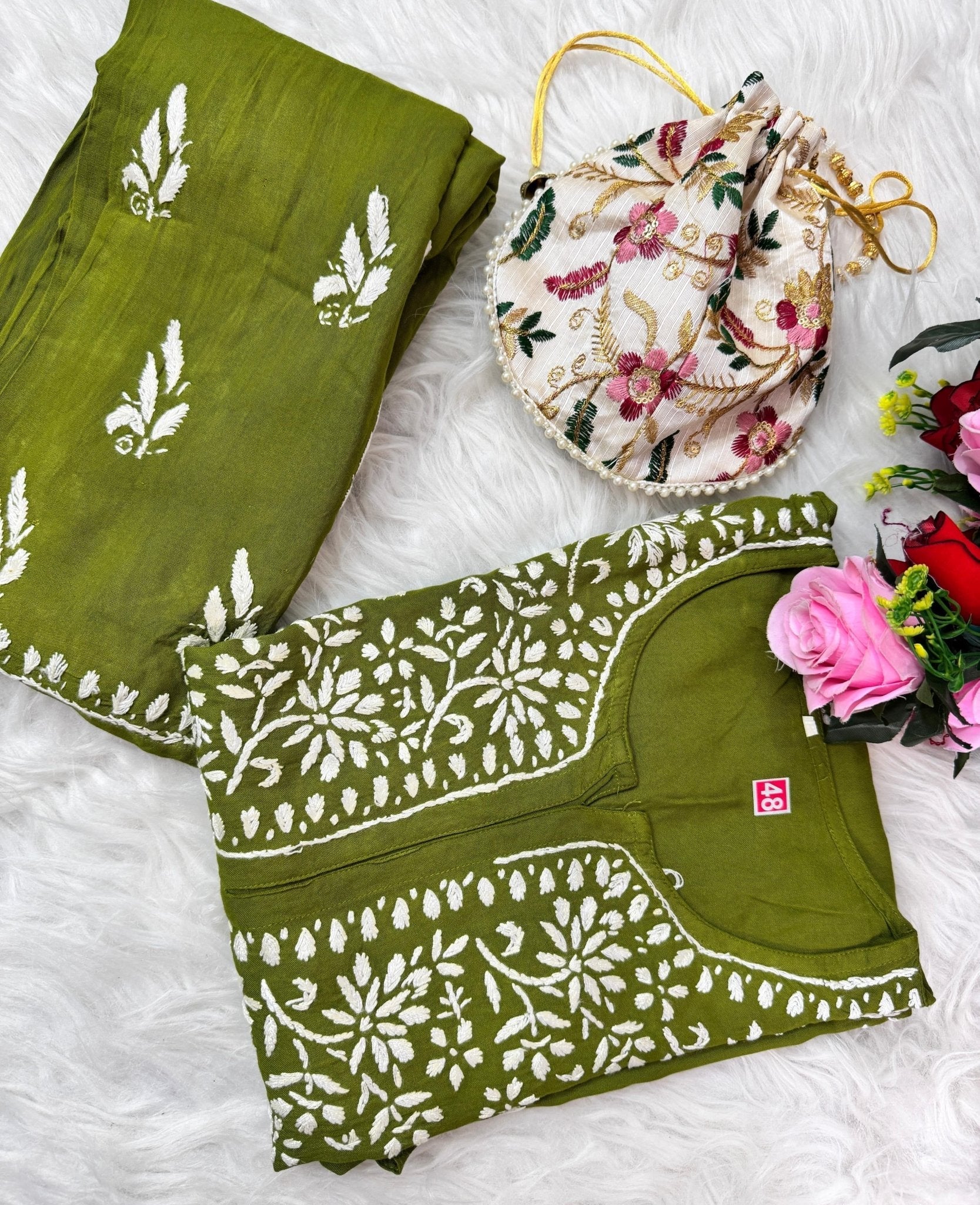 Santoshi Special Chikan Daman Co ord Set - Chikankari official