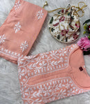 Santoshi Special Chikan Daman Co ord Set - Chikankari official