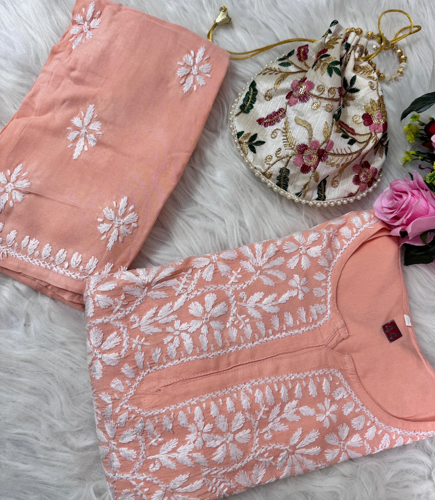 Santoshi Special Chikan Daman Co ord Set - Chikankari official