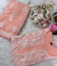 Santoshi Special Chikan Daman Co ord Set - Chikankari official