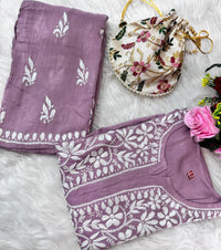 Santoshi Special Chikan Daman Co ord Set - Chikankari official