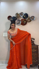 Saree Lahenga Thread and sequence work - Chikankari official