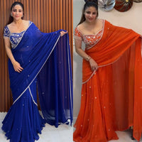 Saree Lahenga Thread and sequence work - Chikankari official