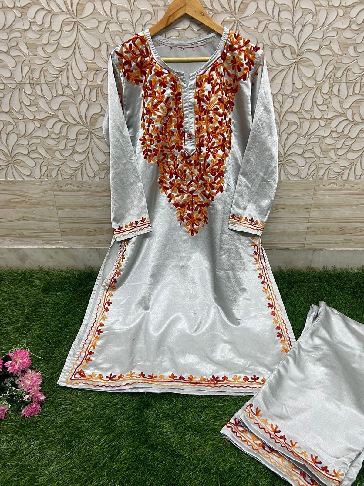 Sartin Winter special silky Plazzo Combo - Chikankari official