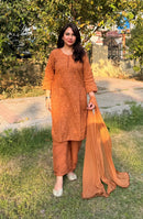 Self printed Co - ord comfort brasso dyed Cotton - Chikankari official