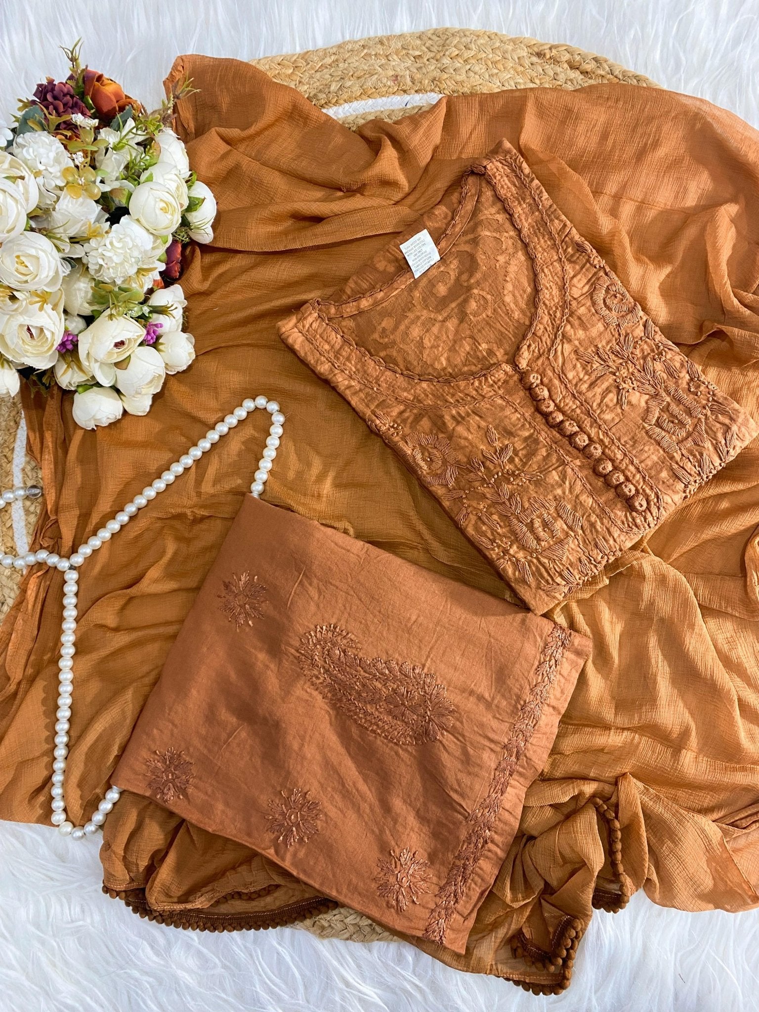 Self printed Co - ord comfort brasso dyed Cotton - Chikankari official