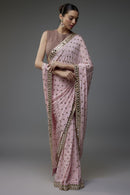 Sequins Baby Peach heavy Faux Georgette saree - Chikankari official