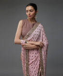 Sequins Baby Peach heavy Faux Georgette saree - Chikankari official