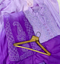 Shaded Fancy Mukaish Work Chikankari Set - Chikankari official