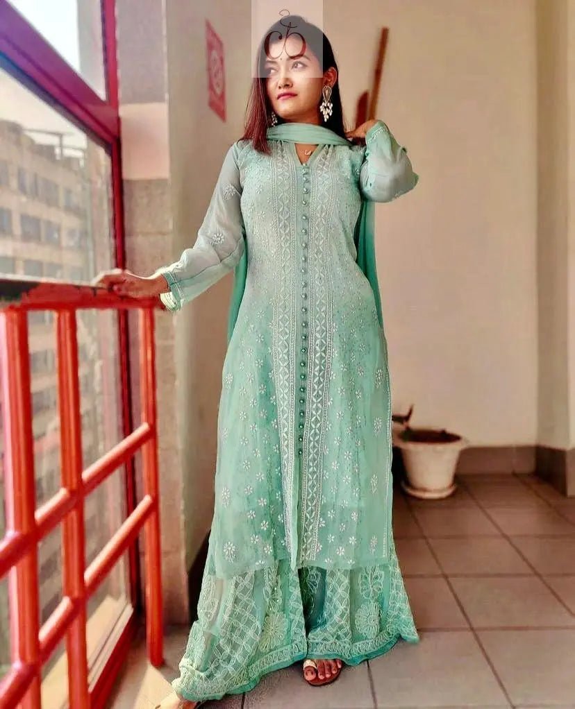 Shaded Fancy Mukaish Work Chikankari Set