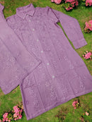 Shirt Style rayon co - ord - Chikankari official