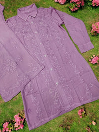 Shirt Style rayon co - ord - Chikankari official