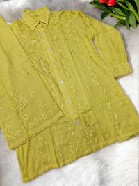 Shirt Style rayon co - ord - Chikankari official