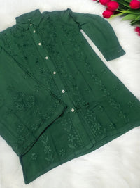 Shirt Style rayon co - ord - Chikankari official