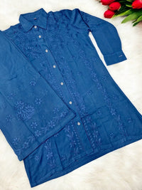 Shirt Style rayon co - ord - Chikankari official