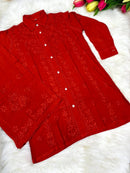 Shirt Style rayon co - ord - Chikankari official