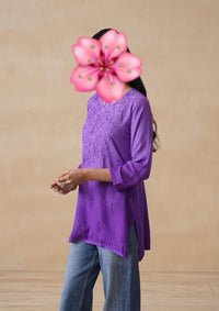 Short chikankari Rayon Soft top - Chikankari official