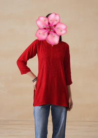 Short chikankari Rayon Soft top - Chikankari official