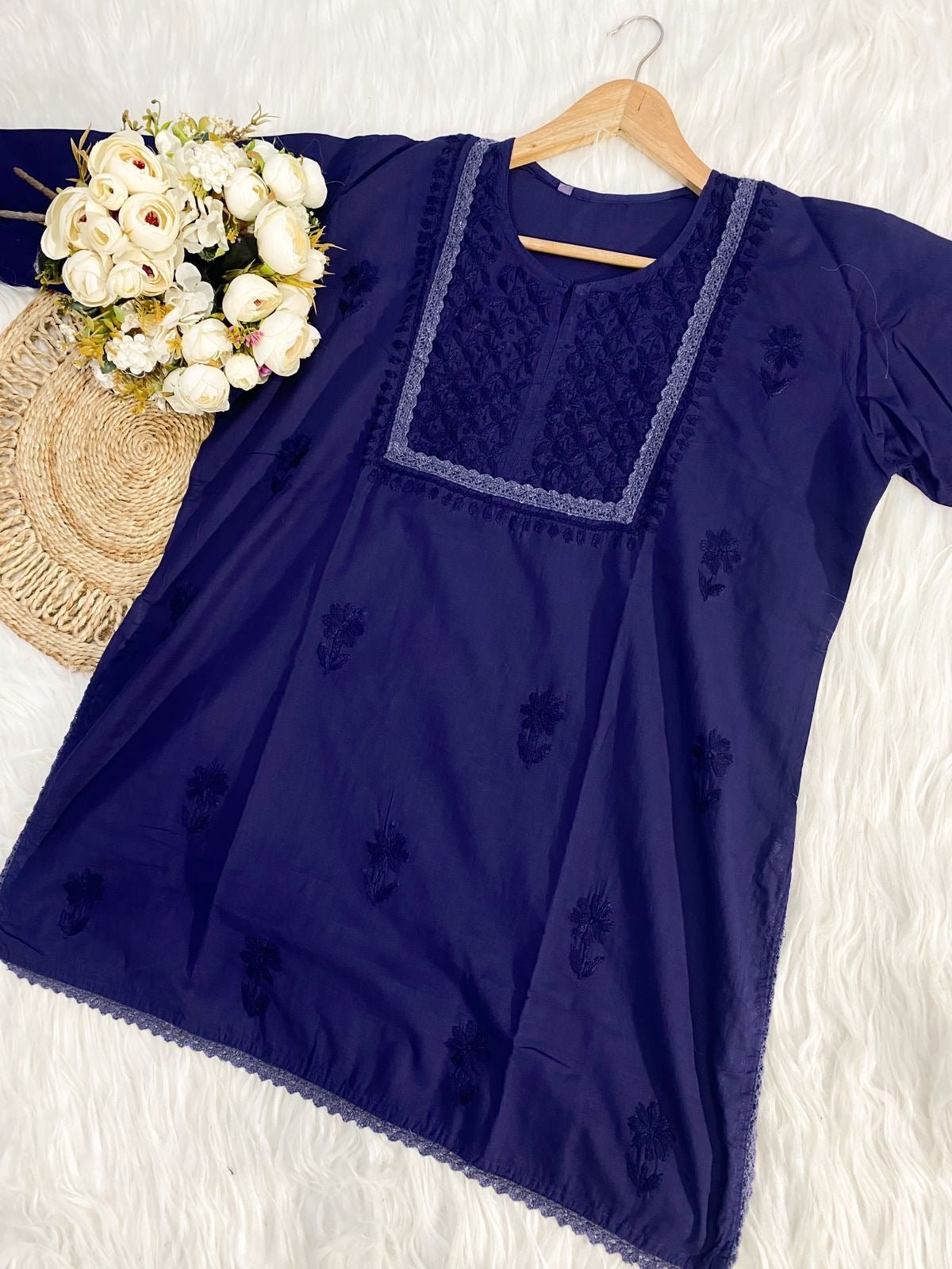 Short Dhoti Co ord Set - Chikankari official