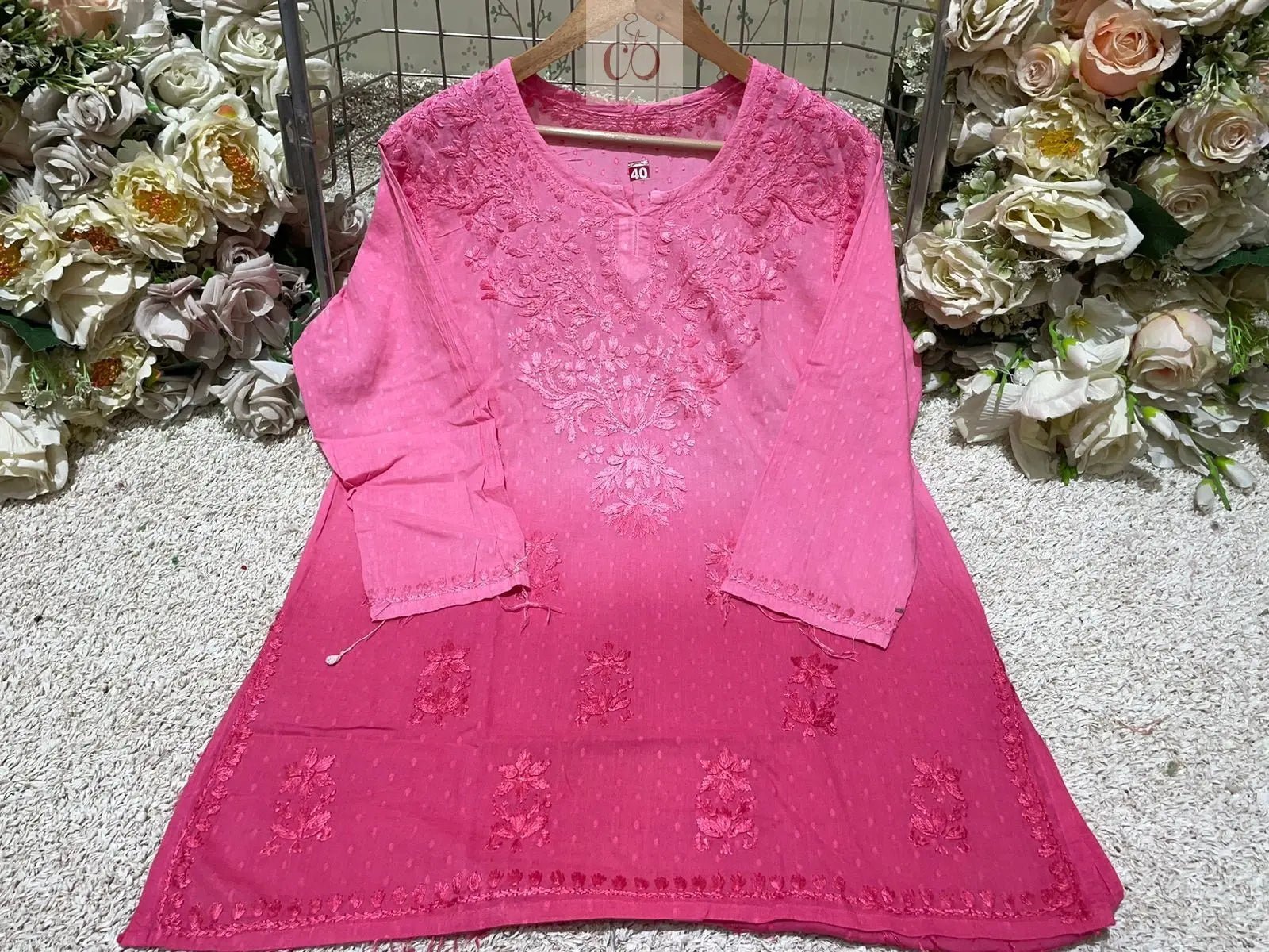 short Dobby cotton top ( limited stock ) - Chikankari official