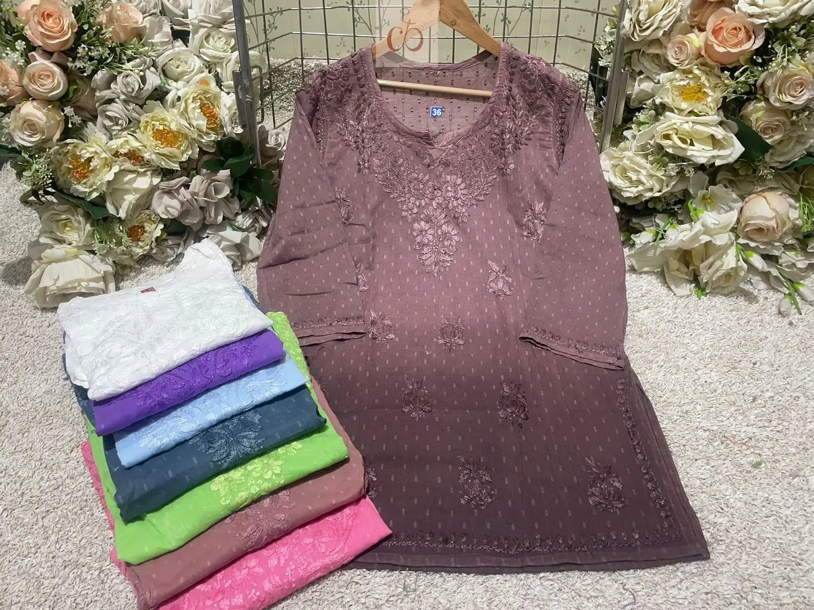 short Dobby cotton top ( limited stock ) - Chikankari official